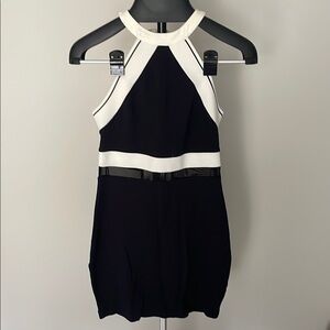 Express Black and White High Neck Dress